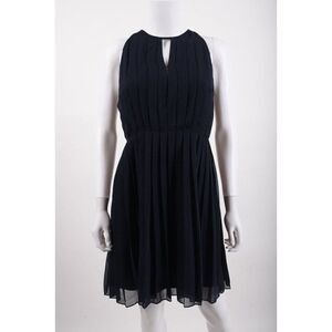 J.Crew Womens Pleated Dress A-Line Chiffon Sz 0 Navy Blue Style 46157